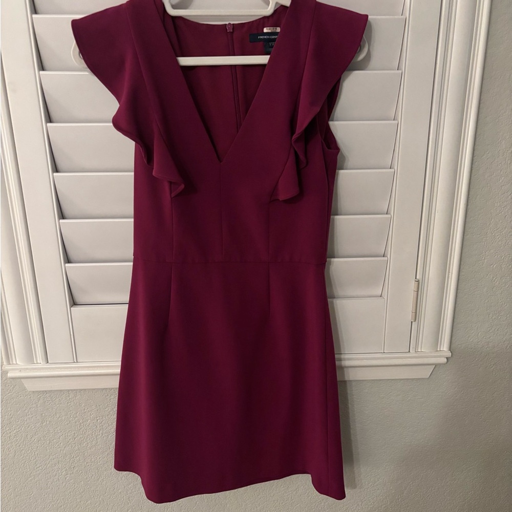 French Connection Magenta Ruffle Mini Dress